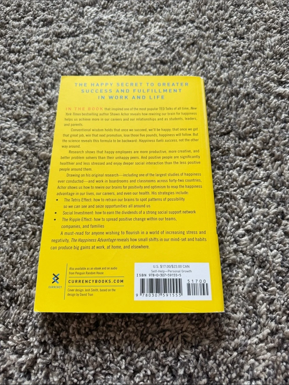 The Happiness Advantage by Shawn Achor - Yellow Paperback
